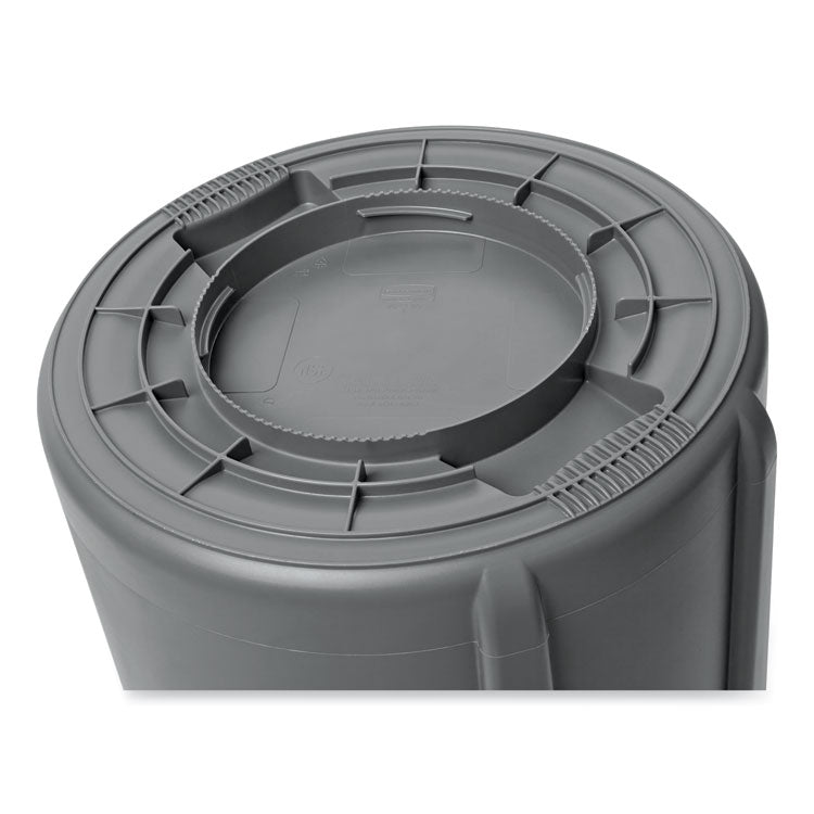Vented Round Brute Container, 55 gal, Plastic,  Gray
