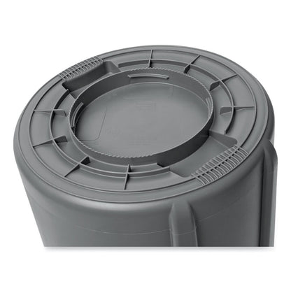 Vented Round Brute Container, 55 gal, Plastic,  Gray