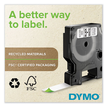 D1 High-Performance Polyester Removable Label Tape, 0.75" x 23 ft, Black on White