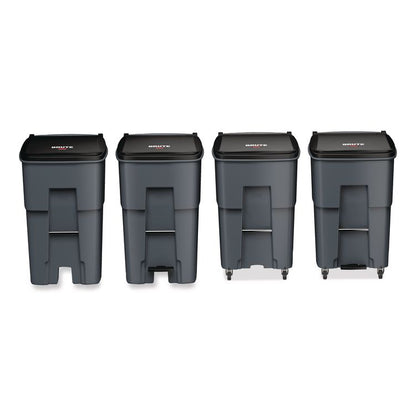Brute Roll-Out Heavy-Duty Container, 95 gal, Polyethylene, Gray