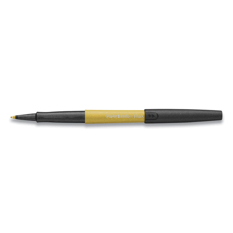 Flair Metallic Porous Point Pen, Stick, Medium 0.7 mm, Assorted Ink and Barrel Colors, 16/Pack