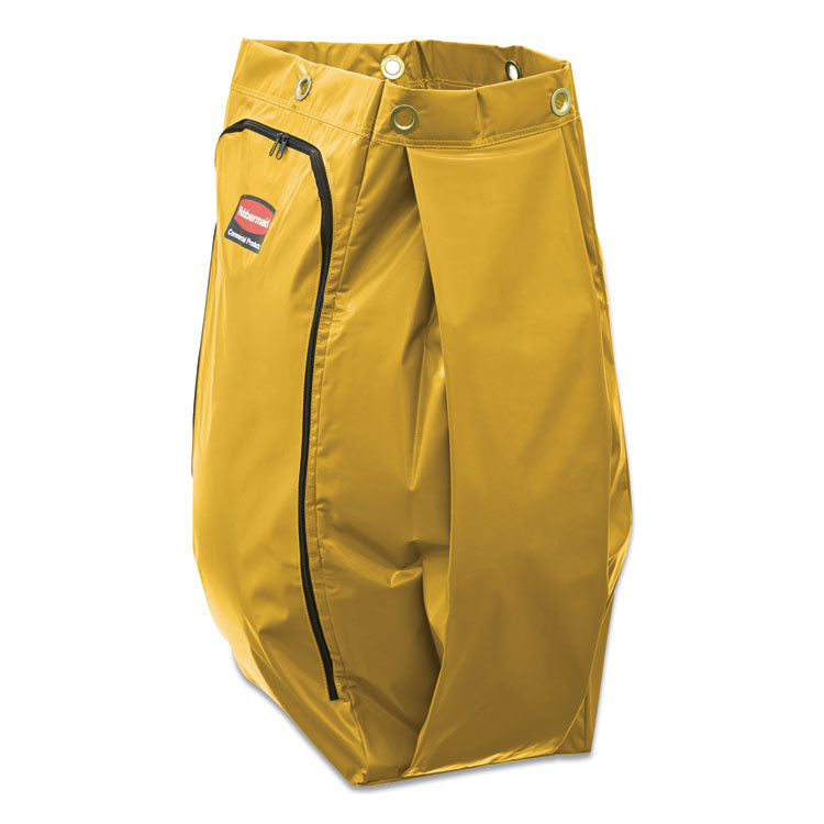 Vinyl Cleaning Cart Bag for Rubbermaid Commercial 9T76, 9T77 and 9T78, 34 gal, 17.5" x 10.5" x 33", Yellow