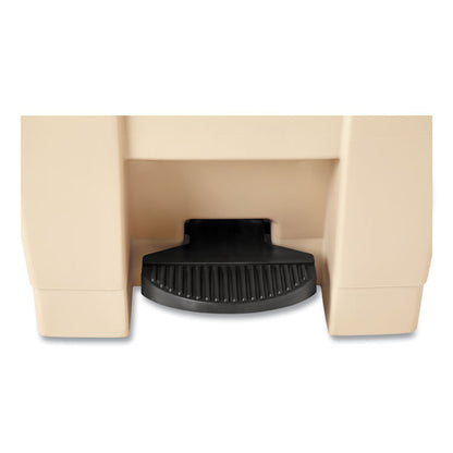 Indoor Utility Step-On Waste Container, 12 gal, Plastic, Beige