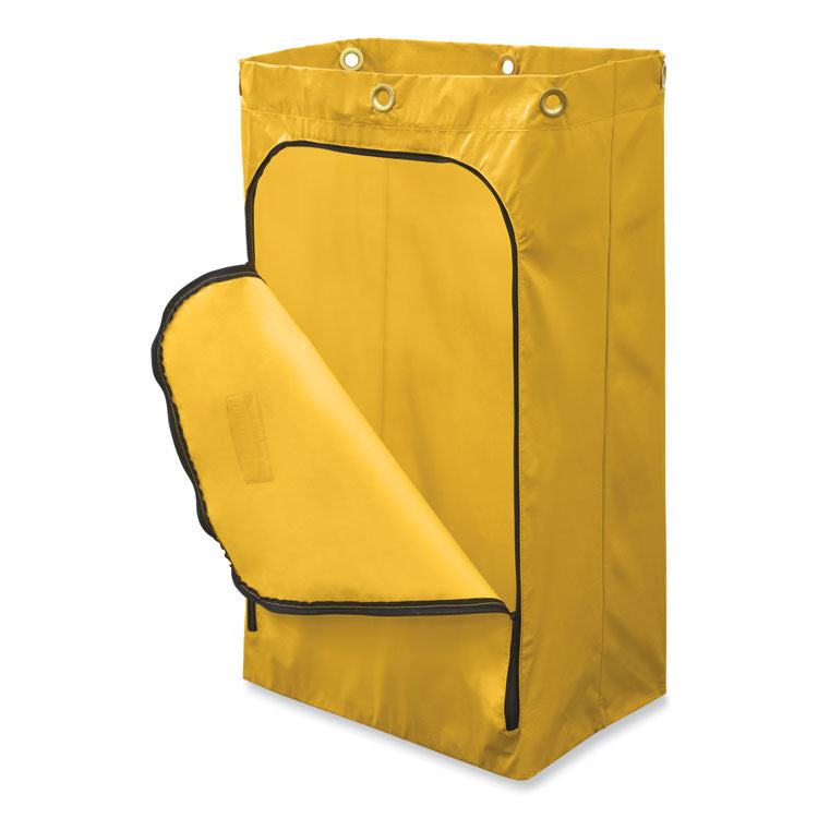 Zippered Vinyl Cleaning Cart Bag for Rubbermaid Commercial FG6173-88, 24 gal, 6.5" x 9.13" x 17.25", Black, 4/Carton