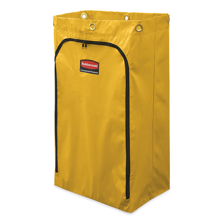 Zippered Vinyl Cleaning Cart Bag for Rubbermaid Commercial FG6173-88, 24 gal, 6.5" x 9.13" x 17.25", Black, 4/Carton