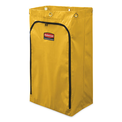 Zippered Vinyl Cleaning Cart Bag for Rubbermaid Commercial FG6173-88, 24 gal, 6.5" x 9.13" x 17.25", Black, 4/Carton