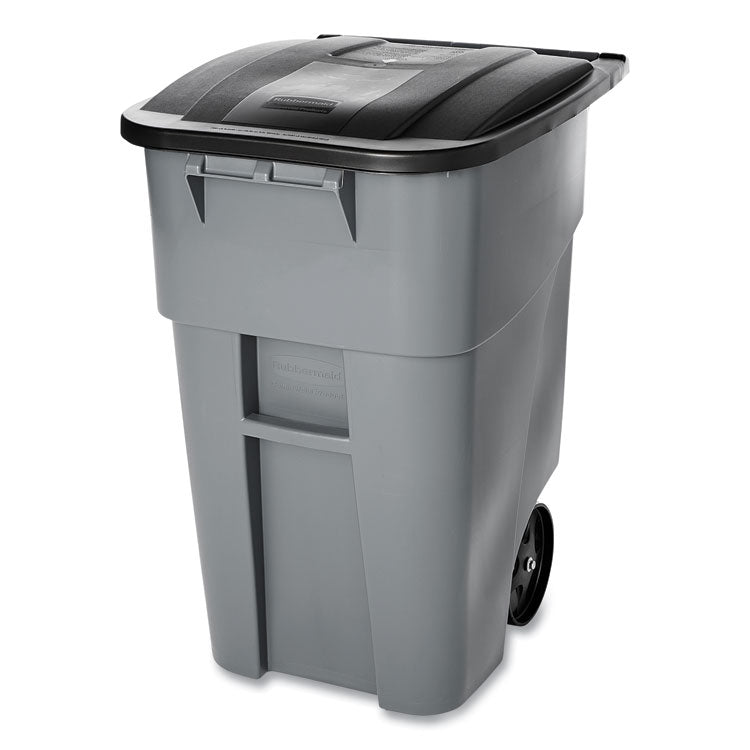 Rollout Container, 50 gal, Molded Plastic, Gray