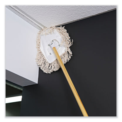Wedge Dust Mop Head Frame/Lacquered Wood Handle, 0.94" dia x 48" Length, Natural