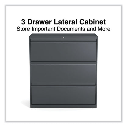 Lateral File, 3 Legal/Letter/A4/A5-Size File Drawers, Charcoal, 36" x 18.63" x 40.25"