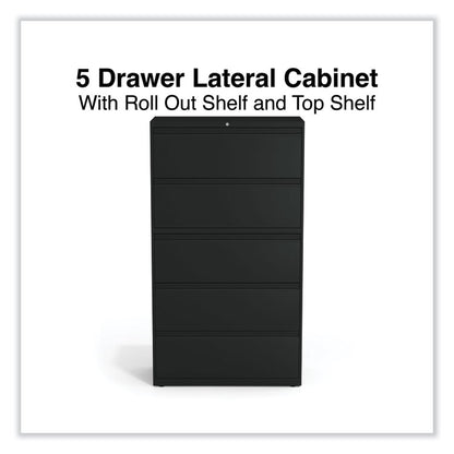 Lateral File, 5 Legal/Letter/A4/A5-Size File Drawers, Black, 36" x 18.63" x 67.63"