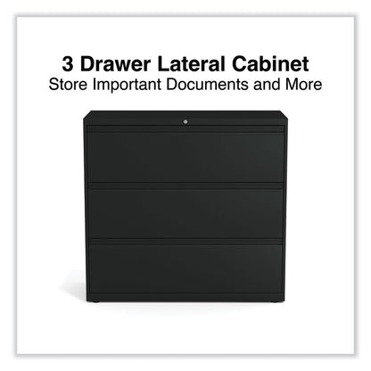 Lateral File, 3 Legal/Letter/A4/A5-Size File Drawers, Black, 42" x 18.63" x 40.25"