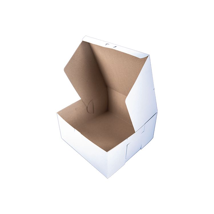 White One-Piece Non-Window Bakery Boxes, Standard, 10 x 10 x 5, White/Brown, Paper, 100/Bundle