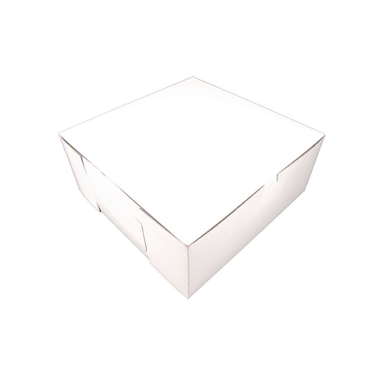 White One-Piece Non-Window Bakery Boxes, Standard, 12 x 12 x 6, White/Brown, Paper, 50/Bundle