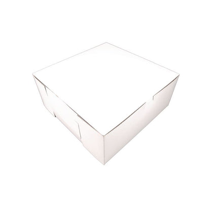 White One-Piece Non-Window Bakery Boxes, Standard, 12 x 12 x 6, White/Brown, Paper, 50/Bundle