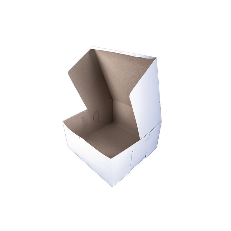 White One-Piece Non-Window Bakery Boxes, Standard, 12 x 12 x 6, White/Brown, Paper, 50/Bundle