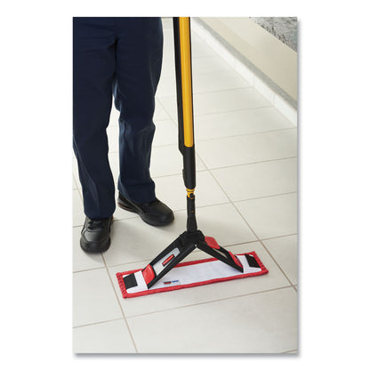Adaptable Flat Mop Pads, Microfiber, 19.5 x 5.5, Red, 12/Carton