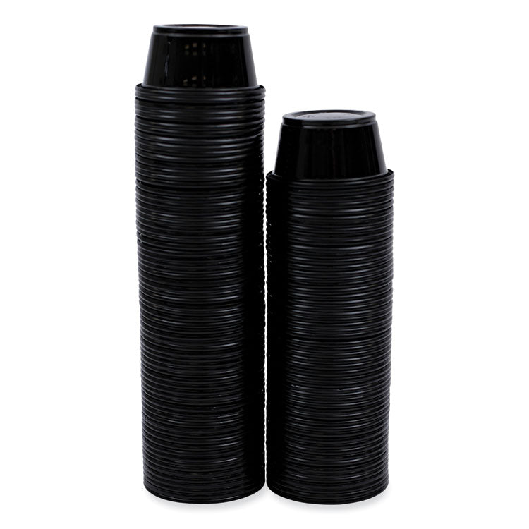 Souffle/Portion Cups, 2 oz, Plastic, Black, 125/Sleeve, 20 Sleeves/Carton