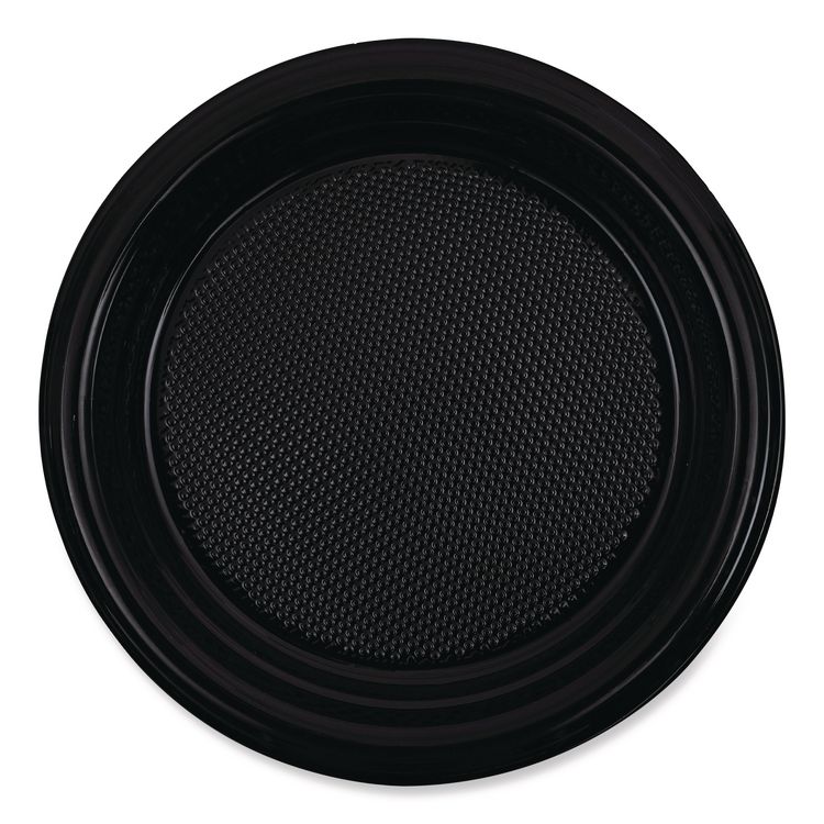 Hi-Impact Plastic Dinnerware, Plate, 6" dia, Black, 1,000/Carton