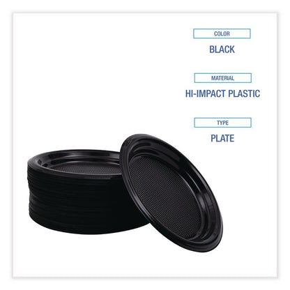 Hi-Impact Plastic Dinnerware, Plate, 6" dia, Black, 1,000/Carton