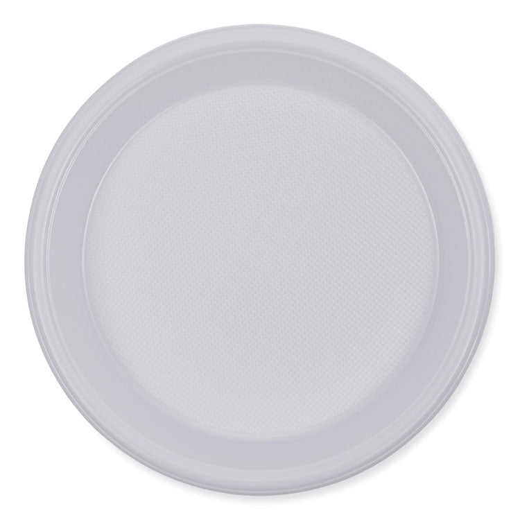 Hi-Impact Plastic Dinnerware, Plate, 10" dia, White, 500/Carton