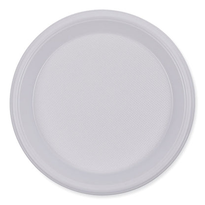 Hi-Impact Plastic Dinnerware, Plate, 10" dia, White, 500/Carton