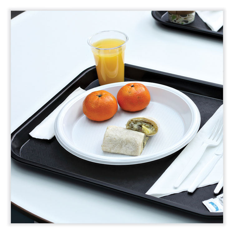 Hi-Impact Plastic Dinnerware, Plate, 10" dia, White, 500/Carton
