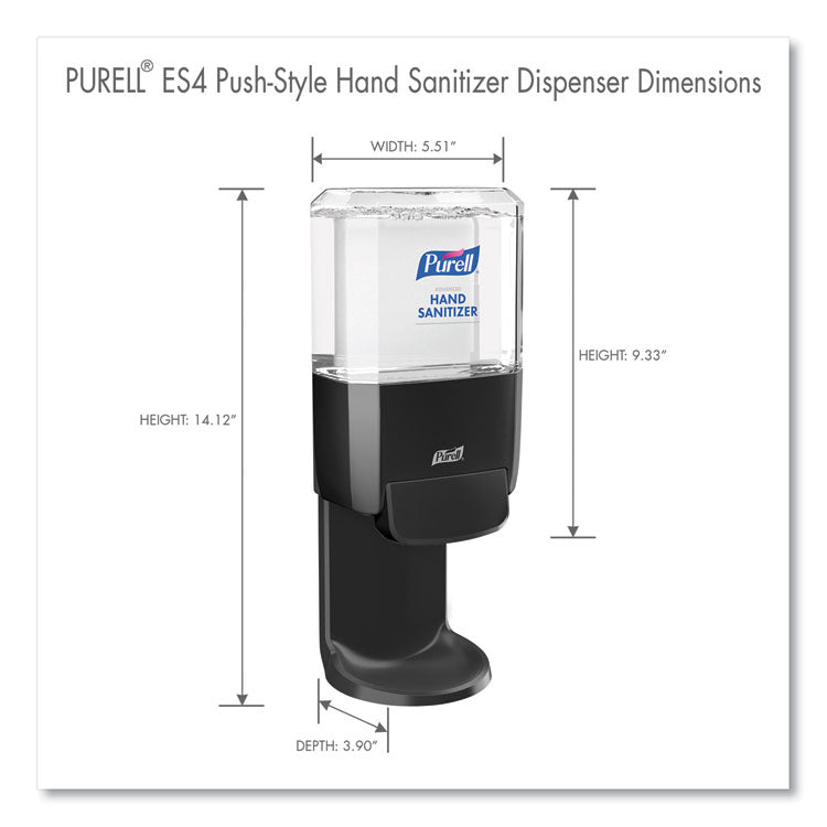 Push-Style Hand Sanitizer ES4 Dispenser, 1,200 mL, 5.25 x 8.56 x 12.13, Graphite