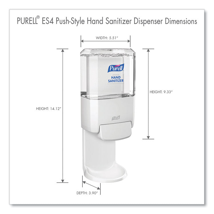 Push-Style Hand Sanitizer ES4 Dispenser, 1,200 mL, 5.25 x 8.56 x 12.13, White