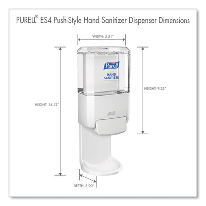 Push-Style Hand Sanitizer ES4 Dispenser, 1,200 mL, 5.25 x 8.56 x 12.13, White