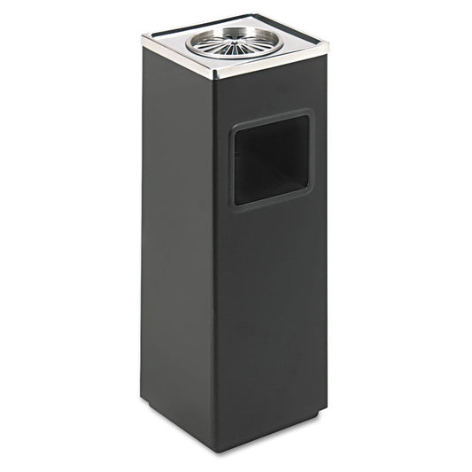 Square Ash 'N' Trash Sandless Urn, 3 gal, Stainless Steel, Black