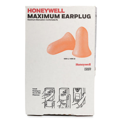 MAXIMUM Single-Use Earplugs, 33 dB NRR, One Size Fits Most, Coral Bell/T-Shaped Plugs, 200/Box