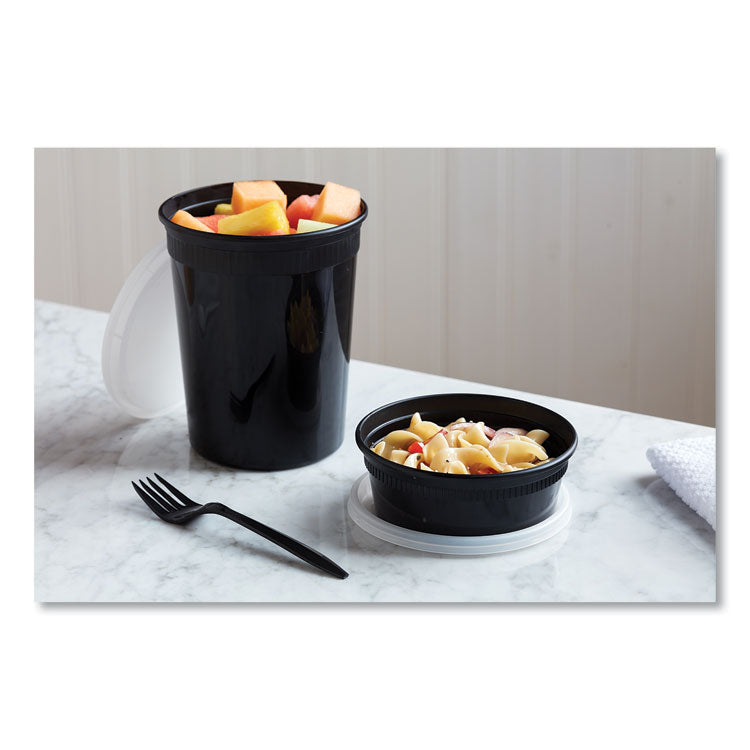 Newspring DELItainer Microwavable Container, 8 oz, 4.7 x 4.7 x 1.8, Black/Clear, Plastic, 240/Carton
