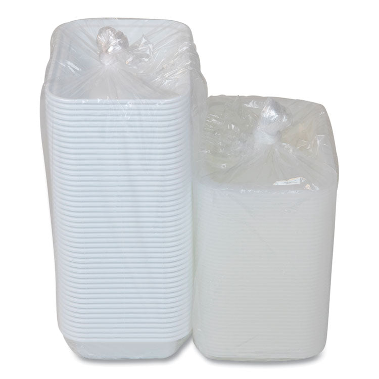 Newspring VERSAtainer Microwavable Containers, Rectangular, 16 oz, 7.4 x 5 x 2.2, White/Clear, Plastic, 150/Carton