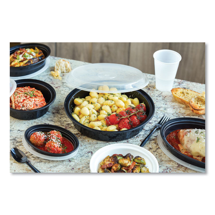 Newspring VERSAtainer Microwavable Containers, Oval, 6 oz, 5.7 x 4 x 1.5, Black/Clear, Plastic, 150/Carton