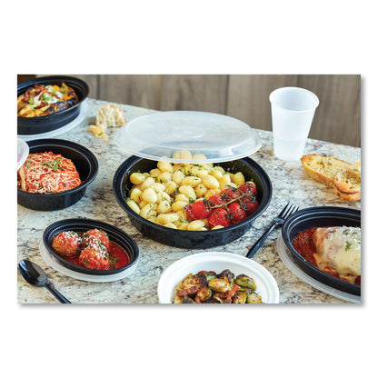 Newspring VERSAtainer Microwavable Containers, Oval, 6 oz, 5.7 x 4 x 1.5, Black/Clear, Plastic, 150/Carton