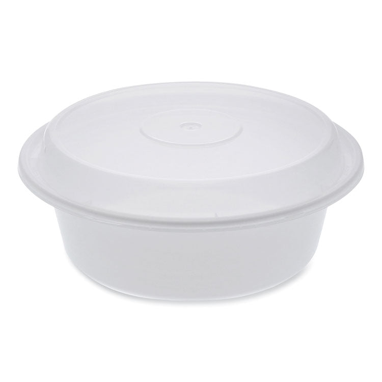 Newspring VERSAtainer Microwavable Containers, Round, 32 oz, 7 x 7 x 2.8, White/Clear, Plastic, 150/Carton