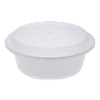 Newspring VERSAtainer Microwavable Containers, Round, 32 oz, 7 x 7 x 2.8, White/Clear, Plastic, 150/Carton