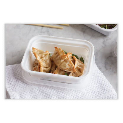 Newspring VERSAtainer Microwavable Containers, Rectangular, 12 oz, 5.8 x 4.6 x 2.3, White/Clear, Plastic, 150/Carton