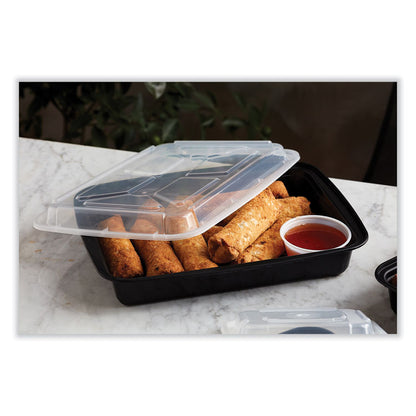 Newspring VERSAtainer Microwavable Containers, Rectangular, 58 oz, 11.5 x 8.5 x 2.5, Black/Clear, Plastic, 150/Carton