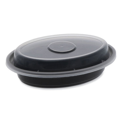 Newspring VERSAtainer Microwavable Containers, Oval, 6 oz, 5.7 x 4 x 1.5, Black/Clear, Plastic, 150/Carton