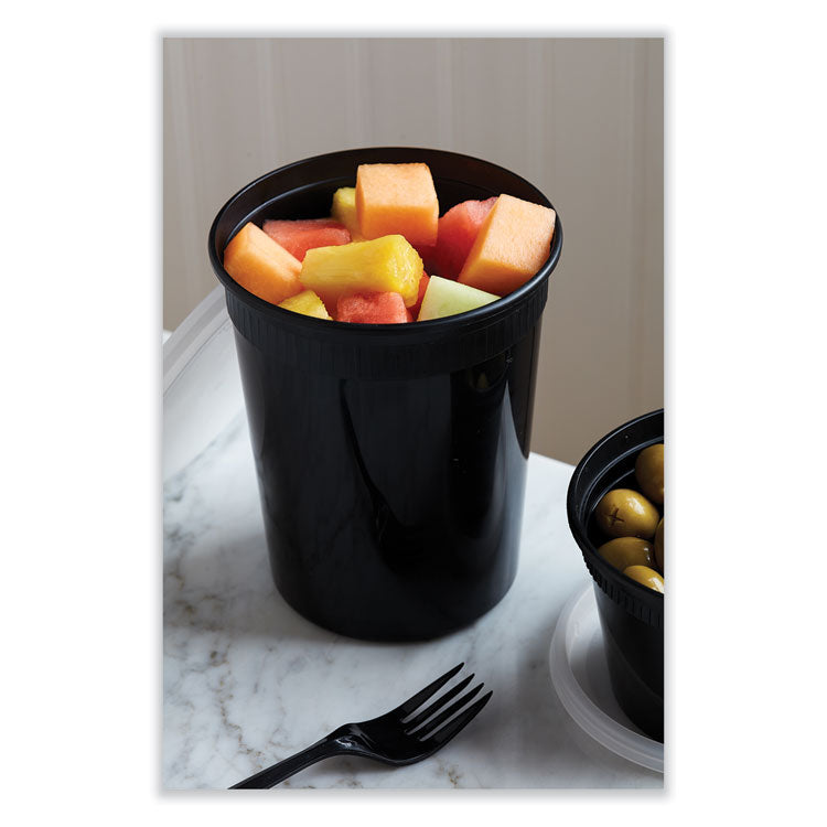 Newspring DELItainer Microwavable Container, 32 oz, 4.55 x 4.55 x 5.55, Black/Clear, Plastic, 240/Carton