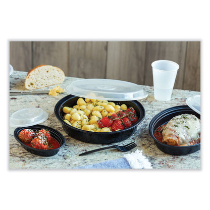 Newspring VERSAtainer Microwavable Containers, Oval, 6 oz, 5.7 x 4 x 1.5, Black/Clear, Plastic, 150/Carton