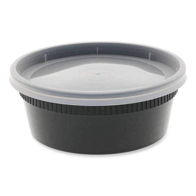 Newspring DELItainer Microwavable Container, 8 oz, 4.7 x 4.7 x 1.8, Black/Clear, Plastic, 240/Carton