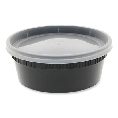 Newspring DELItainer Microwavable Container, 8 oz, 4.7 x 4.7 x 1.8, Black/Clear, Plastic, 240/Carton