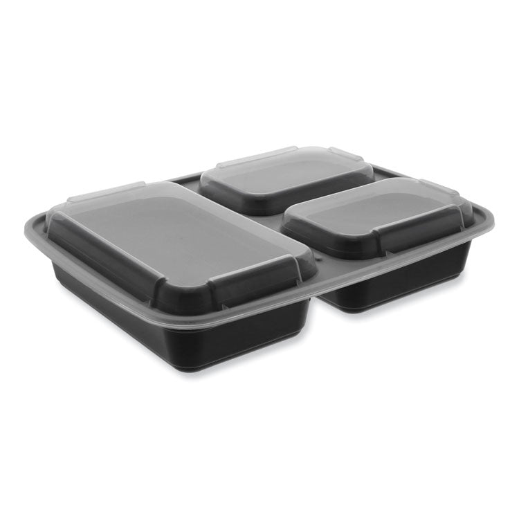 Newspring DELItainer Microwavable Container, 32 oz, 7.57 x 9.9 x 2.1, Black/Clear, Plastic, 150/Carton
