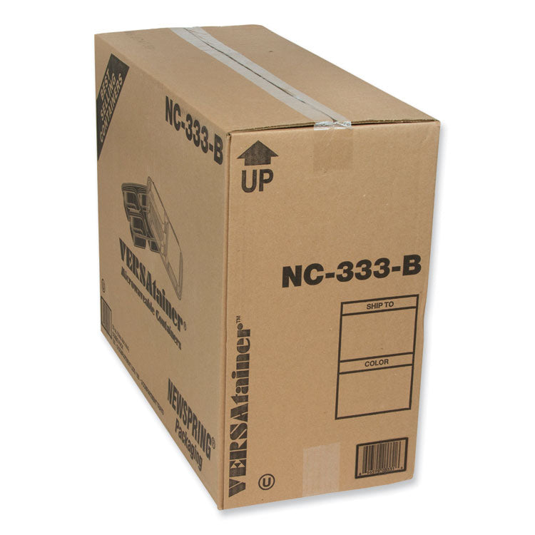Newspring DELItainer Microwavable Container, 32 oz, 7.57 x 9.9 x 2.1, Black/Clear, Plastic, 150/Carton