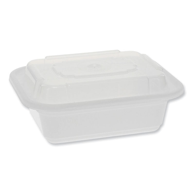 Newspring VERSAtainer Microwavable Containers, Rectangular, 12 oz, 5.8 x 4.6 x 2.3, White/Clear, Plastic, 150/Carton