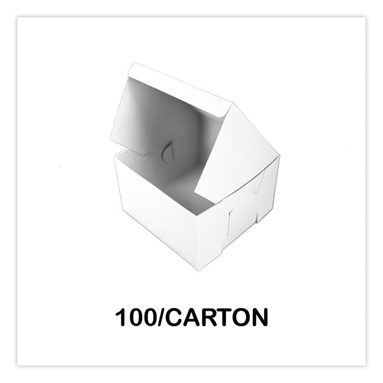 Bakery Boxes, Standard, 8 x 8 x 5, White, Paper, 100/Carton