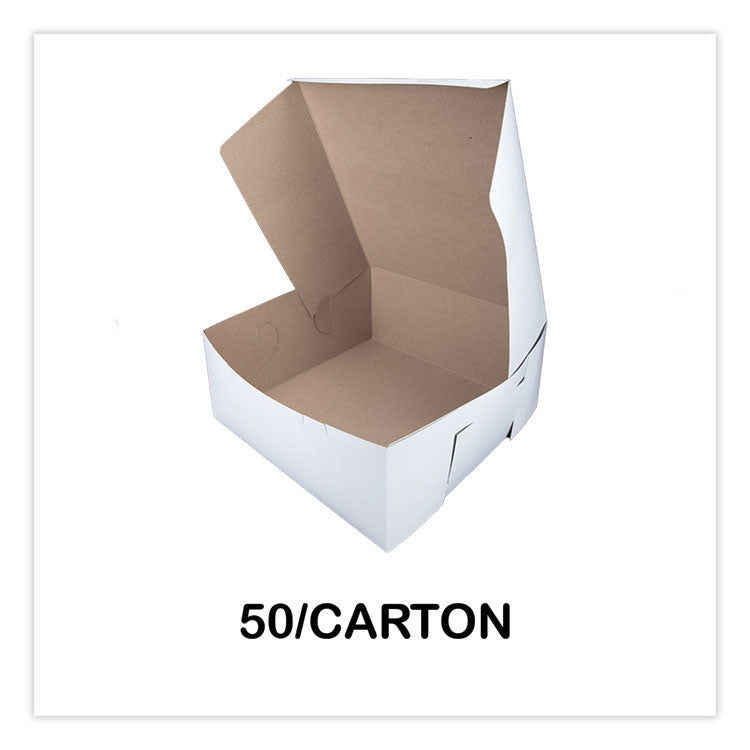 Bakery Boxes, Standard, 14 x 14 x 6, White, Paper, 50/Carton