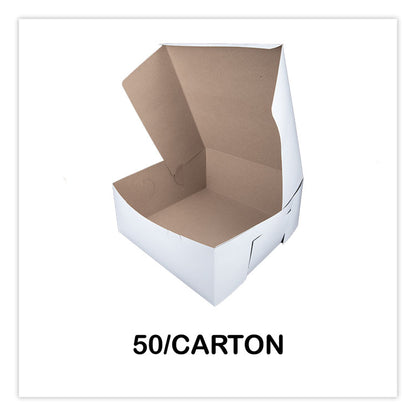 Bakery Boxes, Standard, 14 x 14 x 6, White, Paper, 50/Carton
